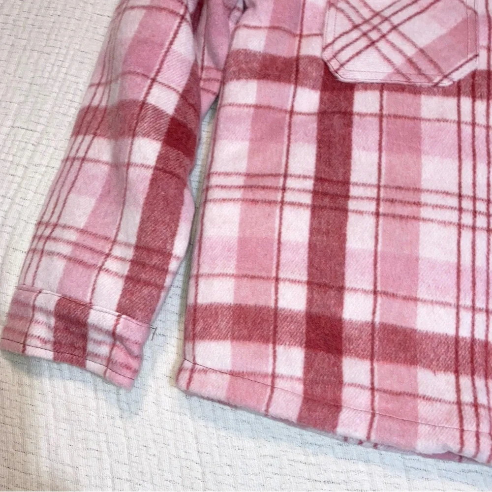 Girl’s Large Fleece jacket Quilted Lining Pink Plaid Sweet Stories NWT